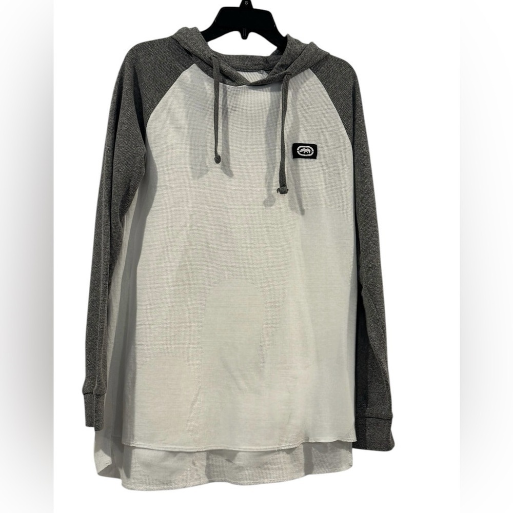 Men’s Ecko Unltd Gray and White Ribbed Pullover Sweatshirt: Large